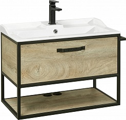 Акватон Мебель для ванной Лофт Фабрик 80 дуб эндгрейн с раковиной Фабиа – фотография-4